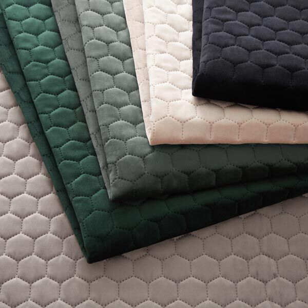 Tela de tapicería Terciopelo acolchado en diseño de panal – verde oscuro – Muestra,  image number 4