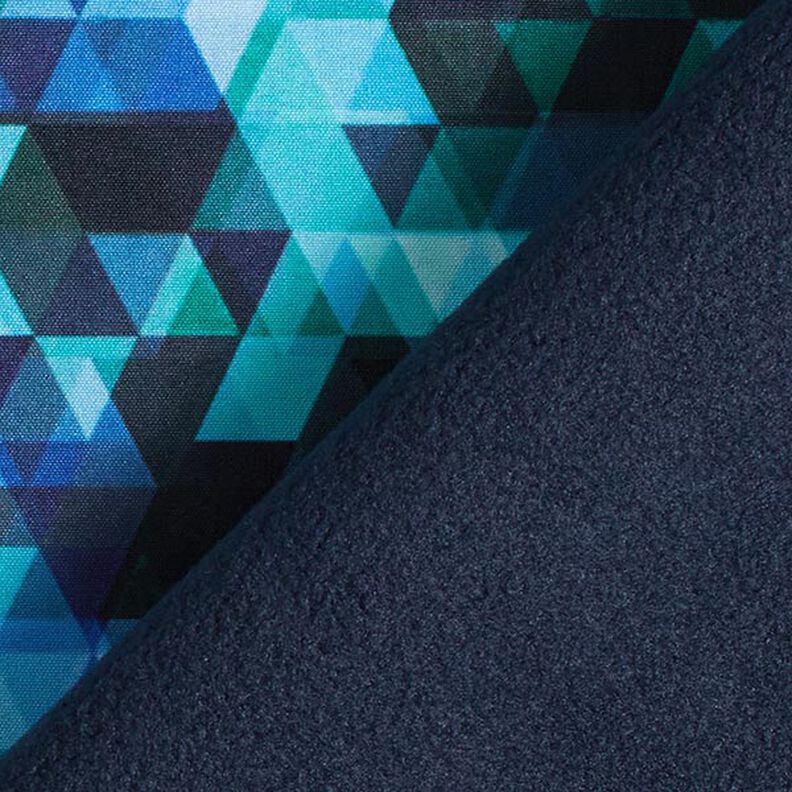 Tejido Softshell Triángulos de colores Impresión digital – azul noche/turquesa,  image number 5