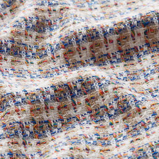 Tweed de algodón Cuadros multicolor – blanco lana/azul, 