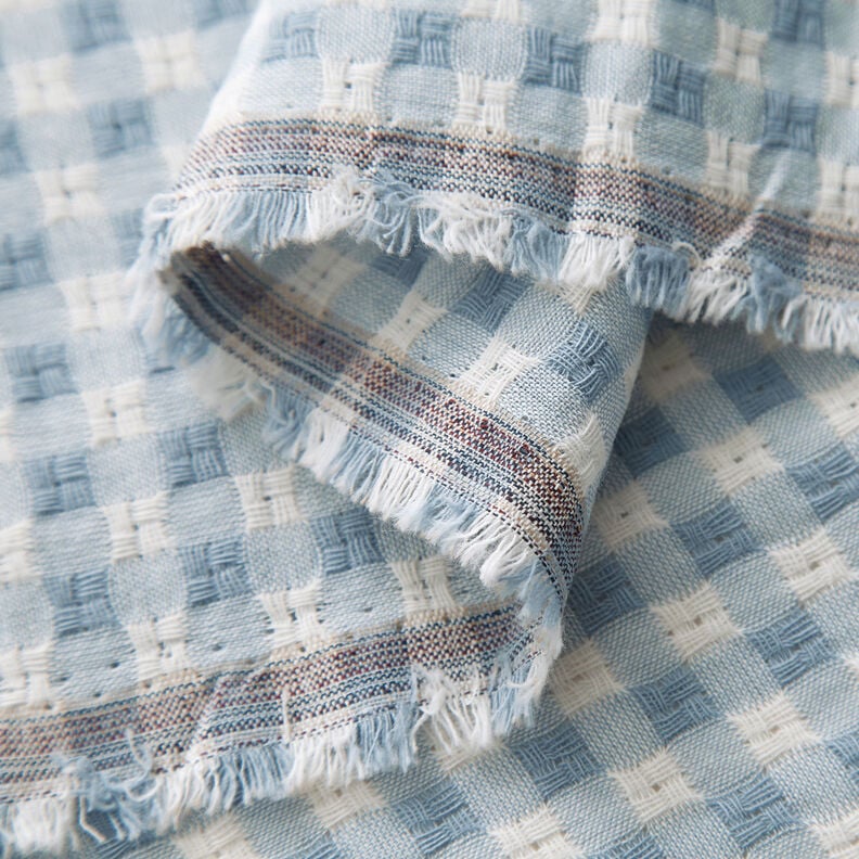 Tela de algodón con estructura a cuadros – blanco/azul claro,  image number 3