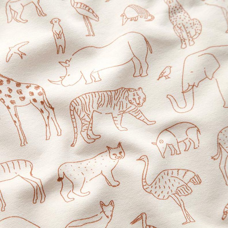 Felpa francesa veraniega Animales de safari dibujados – beige claro,  image number 2