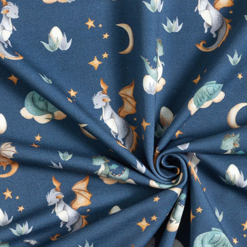 Felpa francesa veraniega Dragones adorables Impresi&oacute;n digital &ndash; azul gris,  image number 3