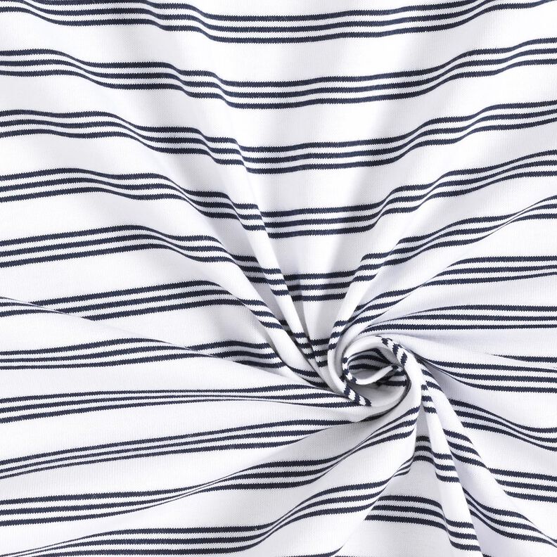 Tela de jersey de algodón Rayas irregulares – blanco/azul marino,  image number 3