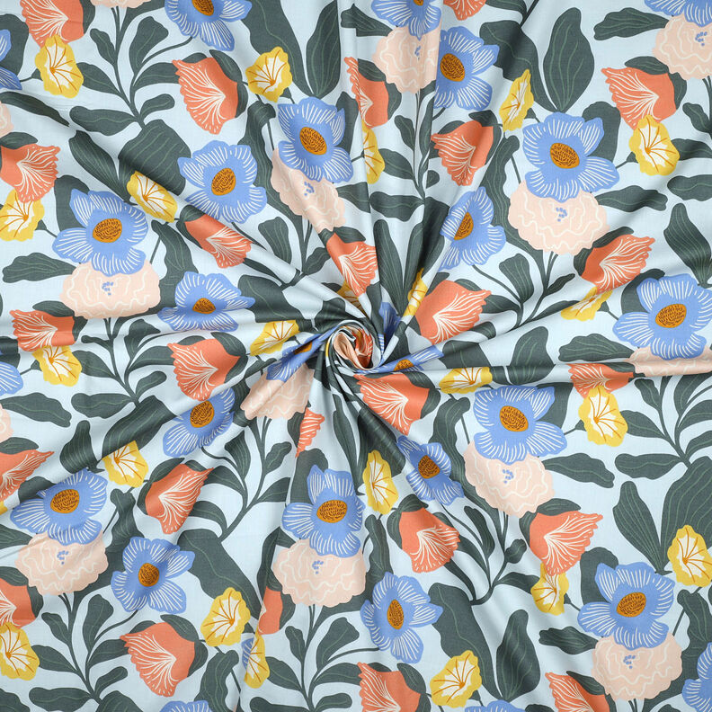 Gasa de algodón con flores exuberantes | Nerida Hansen – azul baby,  image number 3