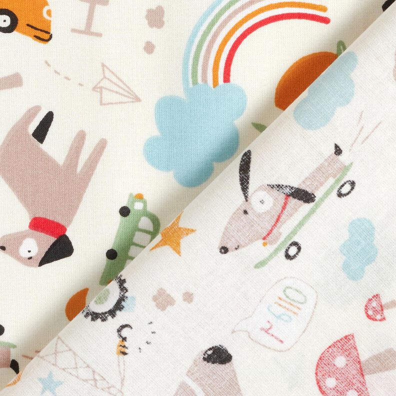 Popelina de algod&oacute;n Perros paseando&ndash; blanco lana,  image number 4