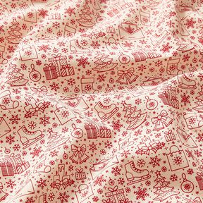 Tela de algodón Cretona Motivos navideños gráficos – naturaleza/carmín, 