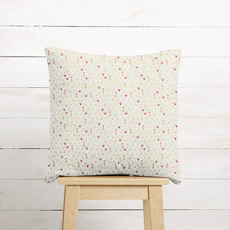 Tela de algodón Popelina Corazones y estrellas – blanco lana/dorado,  image number 8