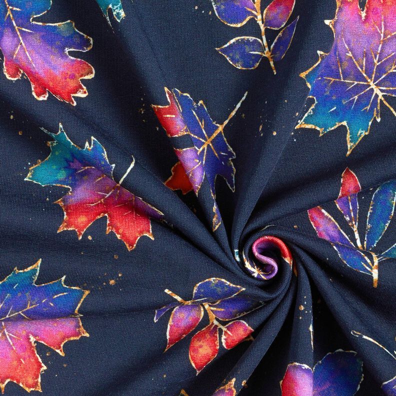 Felpa francesa Hojas de oto&ntilde;o coloridas | Glitzerp&uuml;ppi &ndash; azul noche/rojo fuego,  image number 3