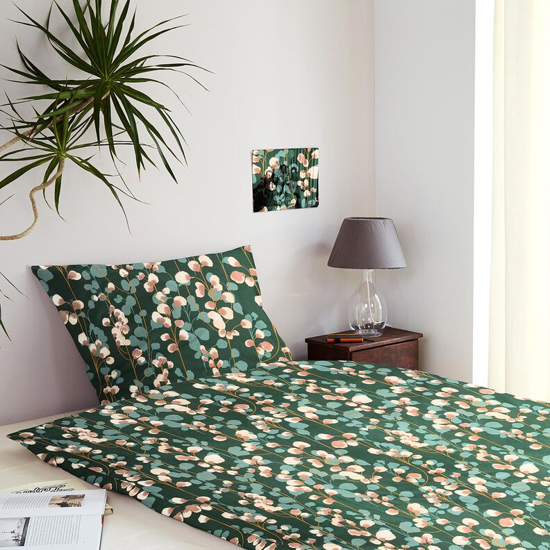 Sat&eacute;n de algod&oacute;n Plantas trepadoras &ndash; verde oscuro/arena,  image number 6