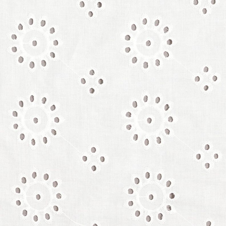 Tela de algodón con bordado floral – blanco,  image number 1