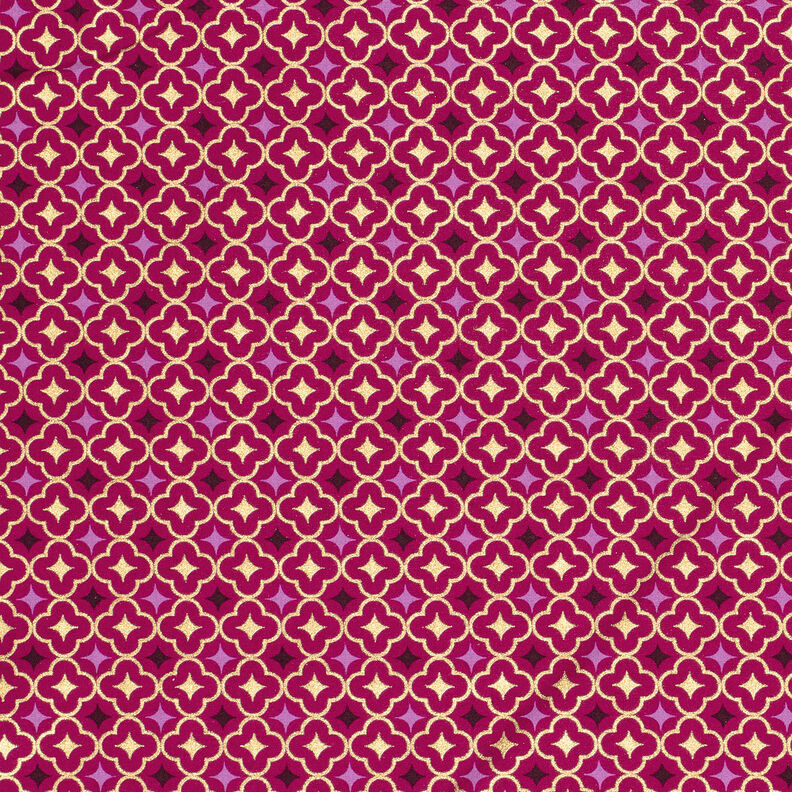 Tela de algodón Popelina Azulejos festivos – bayas/dorado,  image number 1