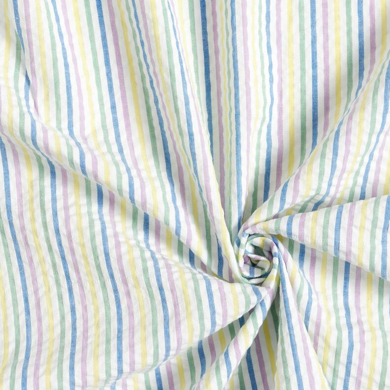 Tela Seersucker Algodón Mezcla de rayas – blanco,  image number 3