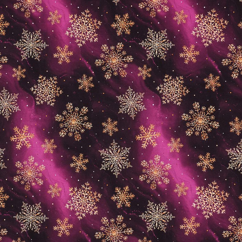 Felpa francesa veraniega Copos de nieve de la Vía Láctea | Glitzerpüppi – berenjena/oro antiguo,  image number 1