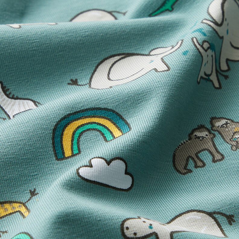 Tela de jersey de algodón Animales de la estepa y arcoíris – caña,  image number 2