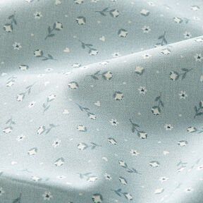Tela de algodón Popelina Flores pequeñas – azul grisáceo pálido | Retazo 70cm, 