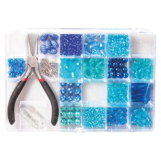 Caja de perlas con alicates | Rayher – azul, 