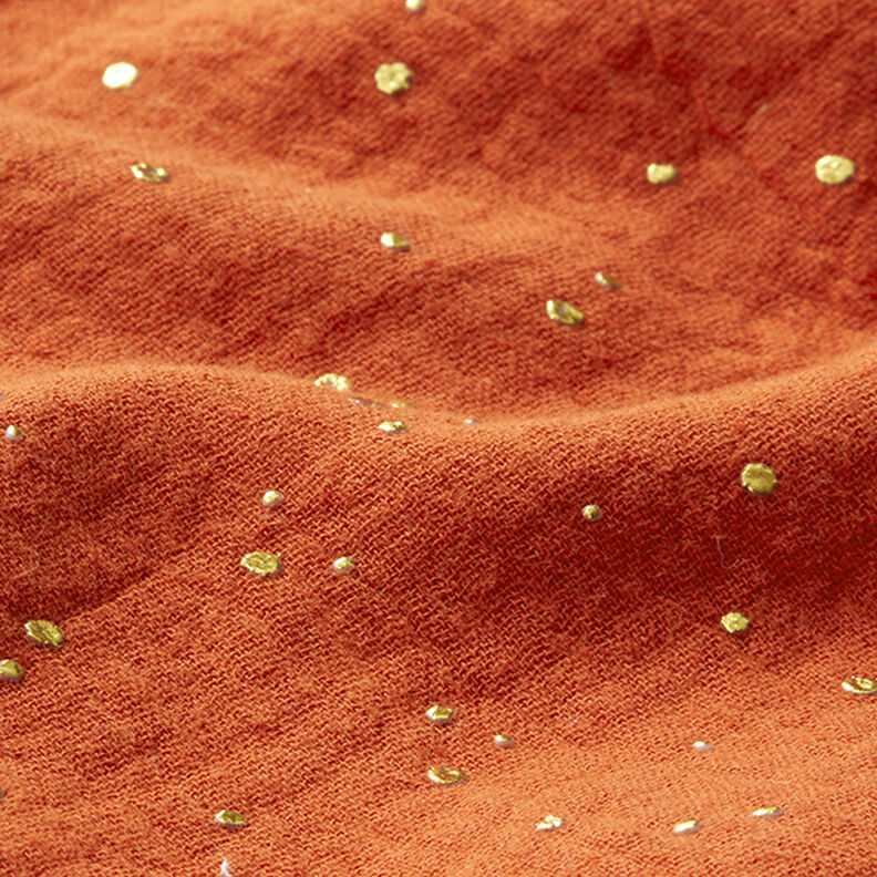 Muselina de algodón con manchas doradas dispersas – terracotta/dorado,  image number 2