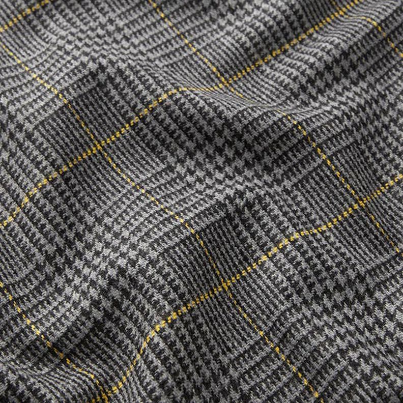 Tela de lana Príncipe de Gales – gris oscuro/amarillo,  image number 2