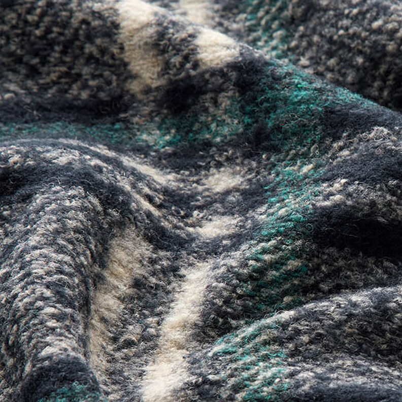 Tela de abrigo de punto mezcla lana a cuadros grandes – azul noche,  image number 2
