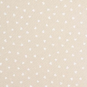 Tela decorativa Panama media Corazones – blanco/naturaleza, 