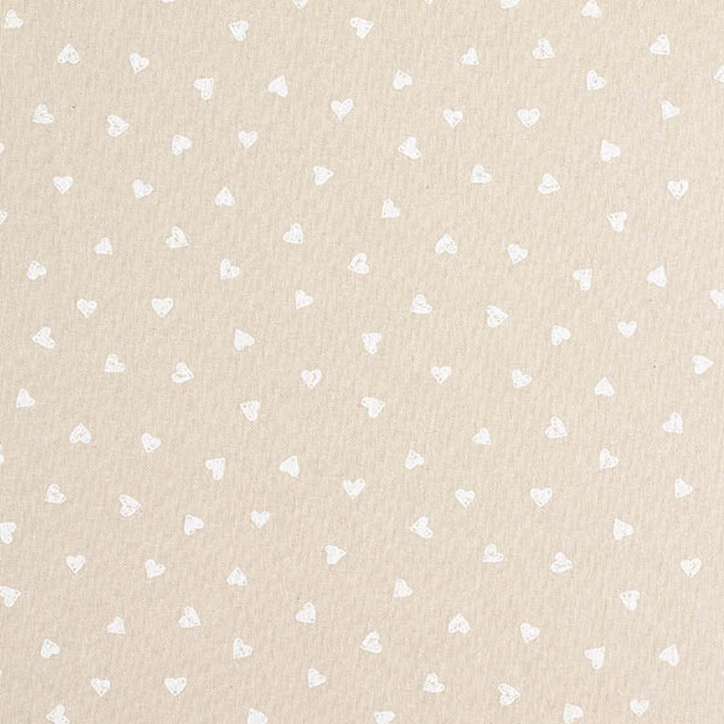 Tela decorativa Panama media Corazones – blanco/naturaleza,  image number 1