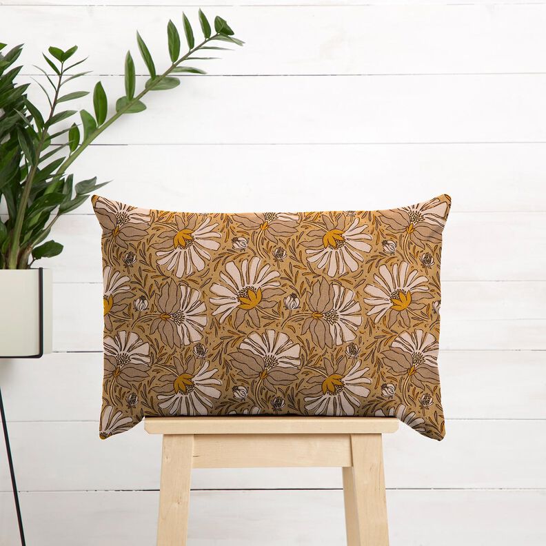 Tela decorativa Panama media Flores grandes &ndash; beige oscuro/amarillo curry,  image number 6