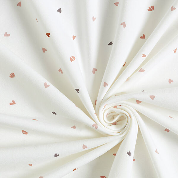 Tela de jersey de algodón Corazones y corazones dobles – blanco,  image number 3