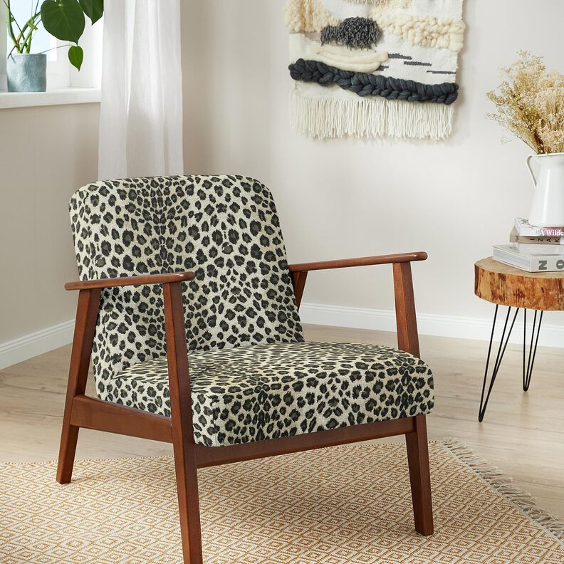 Tela de tapicería Jacquard Lepardo – gris pardo/caqui,  image number 5