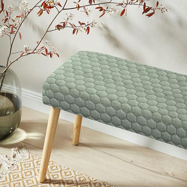 Tela de tapicería Terciopelo acolchado en diseño de panal – caña,  image number 8