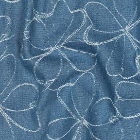 Vaquero Jacquard Flores | Poppy Fabrics – azul vaquero, 