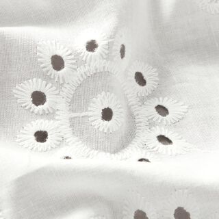 Tela de algodón con bordado floral – blanco, 