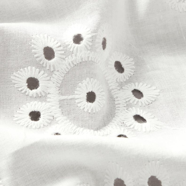 Tela de algodón con bordado floral – blanco,  image number 2