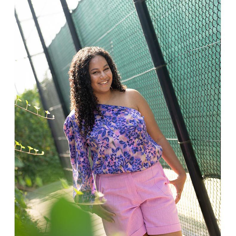 Sat&eacute;n de algod&oacute;n Flores de acuarela Impresi&oacute;n digital | Poppy Fabrics &ndash; anacardo/lila,  image number 5