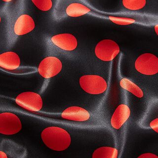 Polyestersatin große Punkte – negro/rojo, 