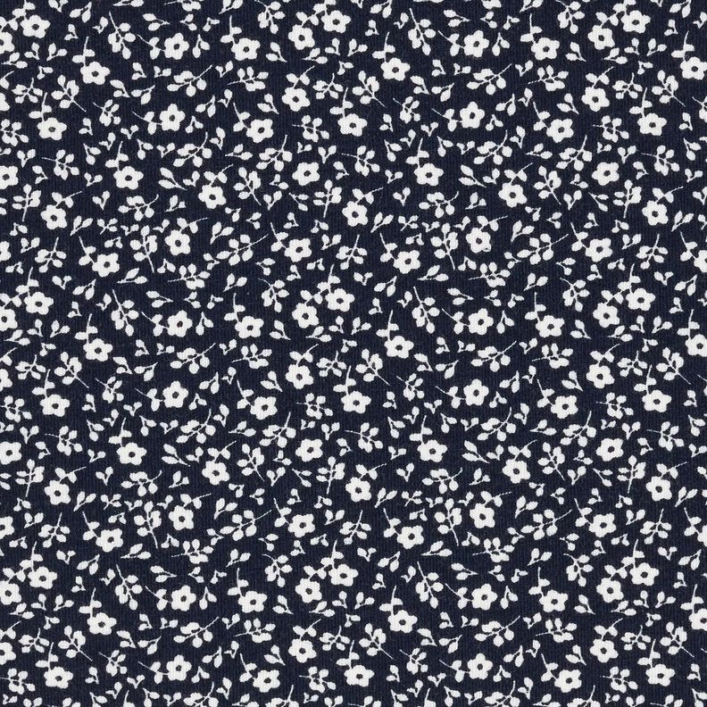 Tela de jersey de algodón mil flores – azul marino/blanco,  image number 1
