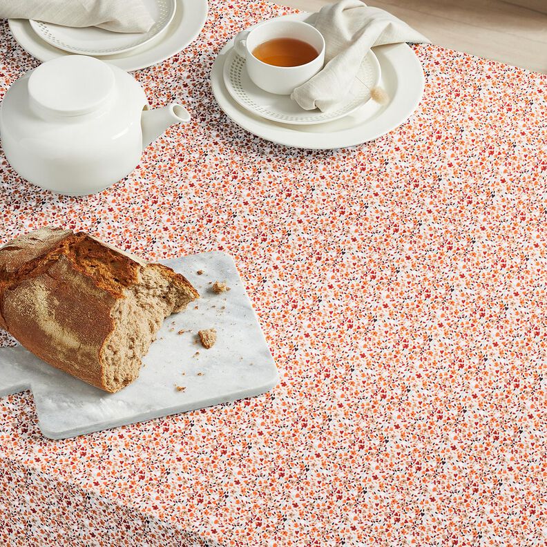 Tela de algodón Cretona Flores dispersas – rosado/naranja melocotón,  image number 5