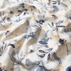 Tela decorativa Panama media Flores grandes – almendra/azul, 