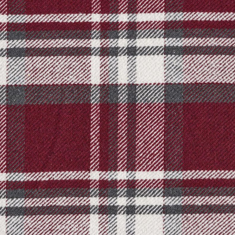 Tejido de abrigo con reverso de piel a cuadros – burdeos/gris pizarra,  image number 1