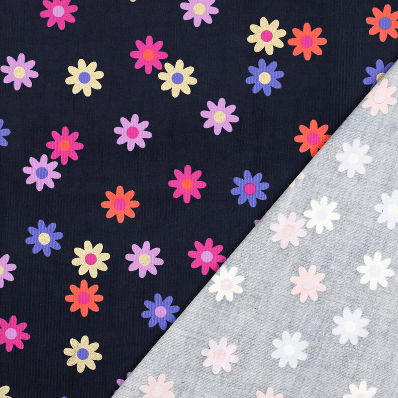 Pana de bebé Flores con estampado de purpurina | Poppy Fabrics – azul marino,  image number 4