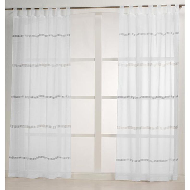 Tela para cortinas Voile líneas delicadas 295 cm – gris seda/marfil,  image number 6