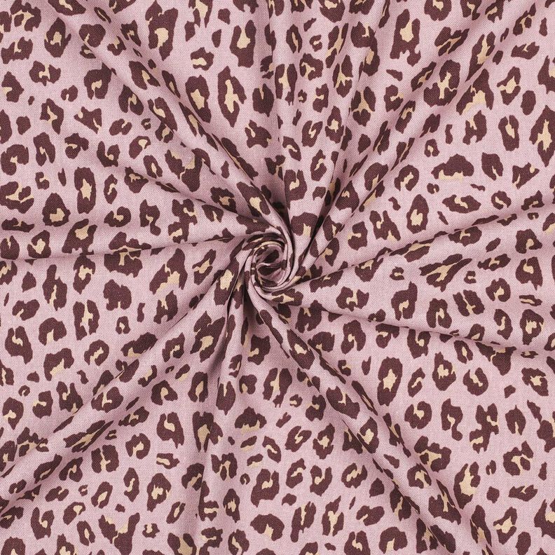 Mezcla de lino y viscosa Estampado de leopardo | Poppy Fabrics – rosa viejo claro/berenjena,  image number 3