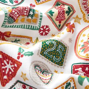 Tela de algodón Popelina Fotografías de Navidad – blanco/carmín, 