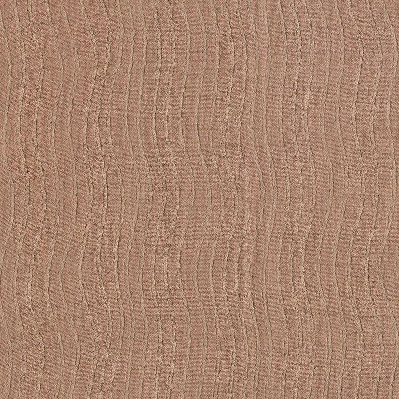 Mezcla de lino y algodón Jacquard Estampado onda – marrón medio,  image number 3