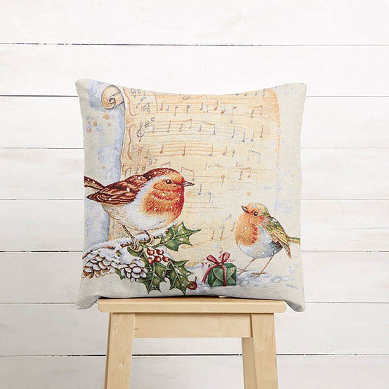 Piezas decorativas Tapiz Petirrojo europeo con partitura – blanco,  image number 5