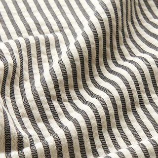 Tela de jersey estructurado Mezcla de algodón Rayas longitudinales – blanco lana/azul marino, 