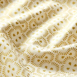Tela de algodón popelina Cristales de hielo – blanco lana/dorado, 
