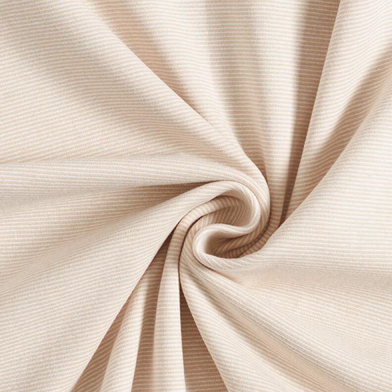 Tejido para puños con rayas estrechas – beige/blanco lana,  image number 1