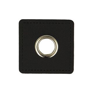 Parche de imitación de cuero con ojal [ 4 Unidad / Ø 10 mm ] – negro, 
