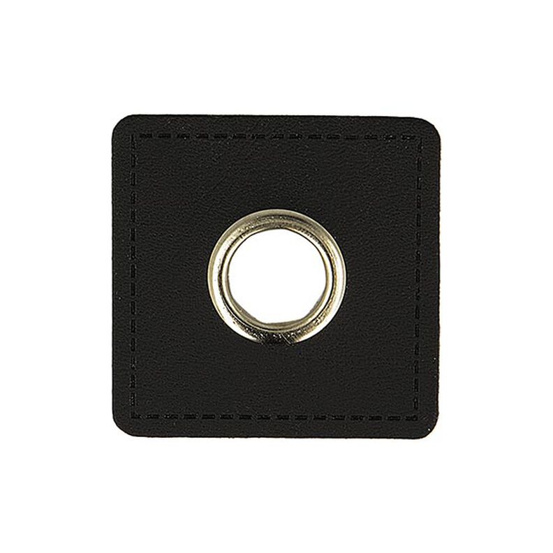 Parche de imitación de cuero con ojal [ 4 Unidad / Ø 10 mm ] – negro,  image number 1