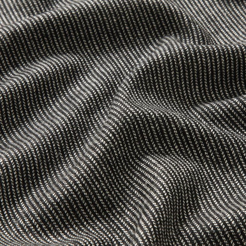 Tejido de pantalón mezcla de lana rayas melange – negro/blanco,  image number 2
